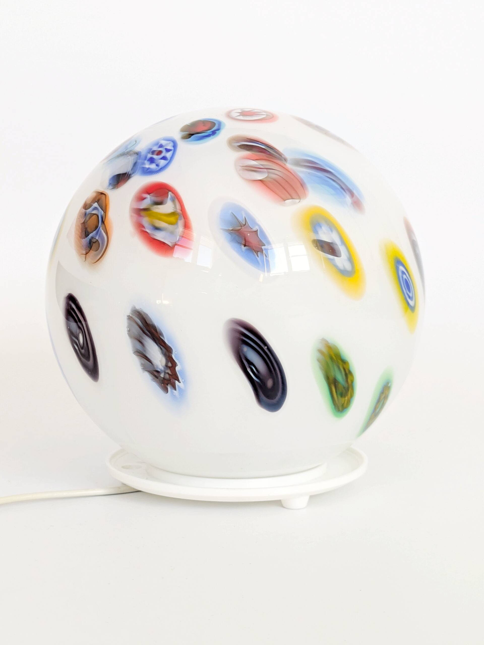 Vintage glass globe table lamp in millefiori style, 1990s.