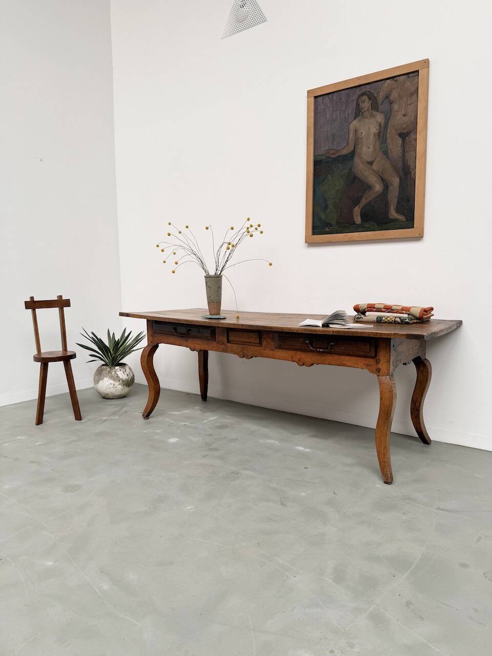 19th century walnut drapery table 2m1