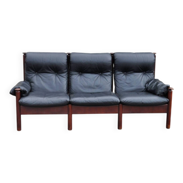 Black leather bench