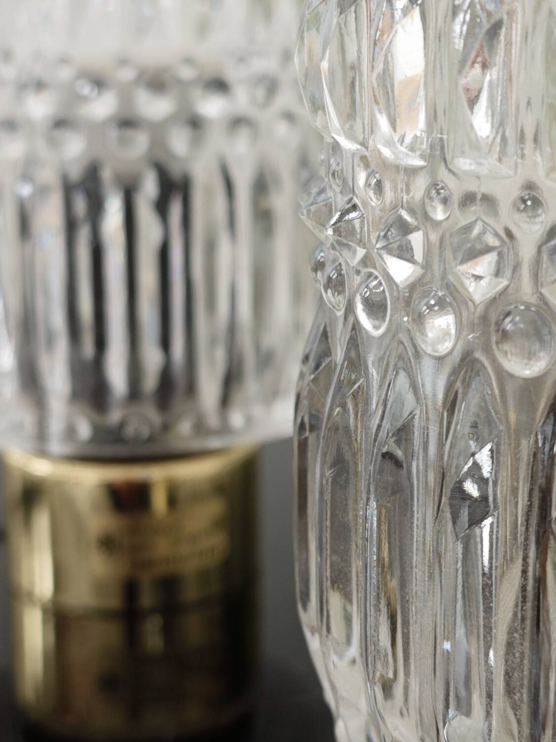 Pair of glass bedside lamps by Kamenicky Senov 1960