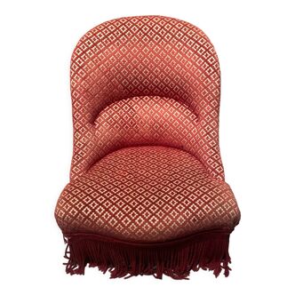 Fauteuil crapaud en tapisserie rouge