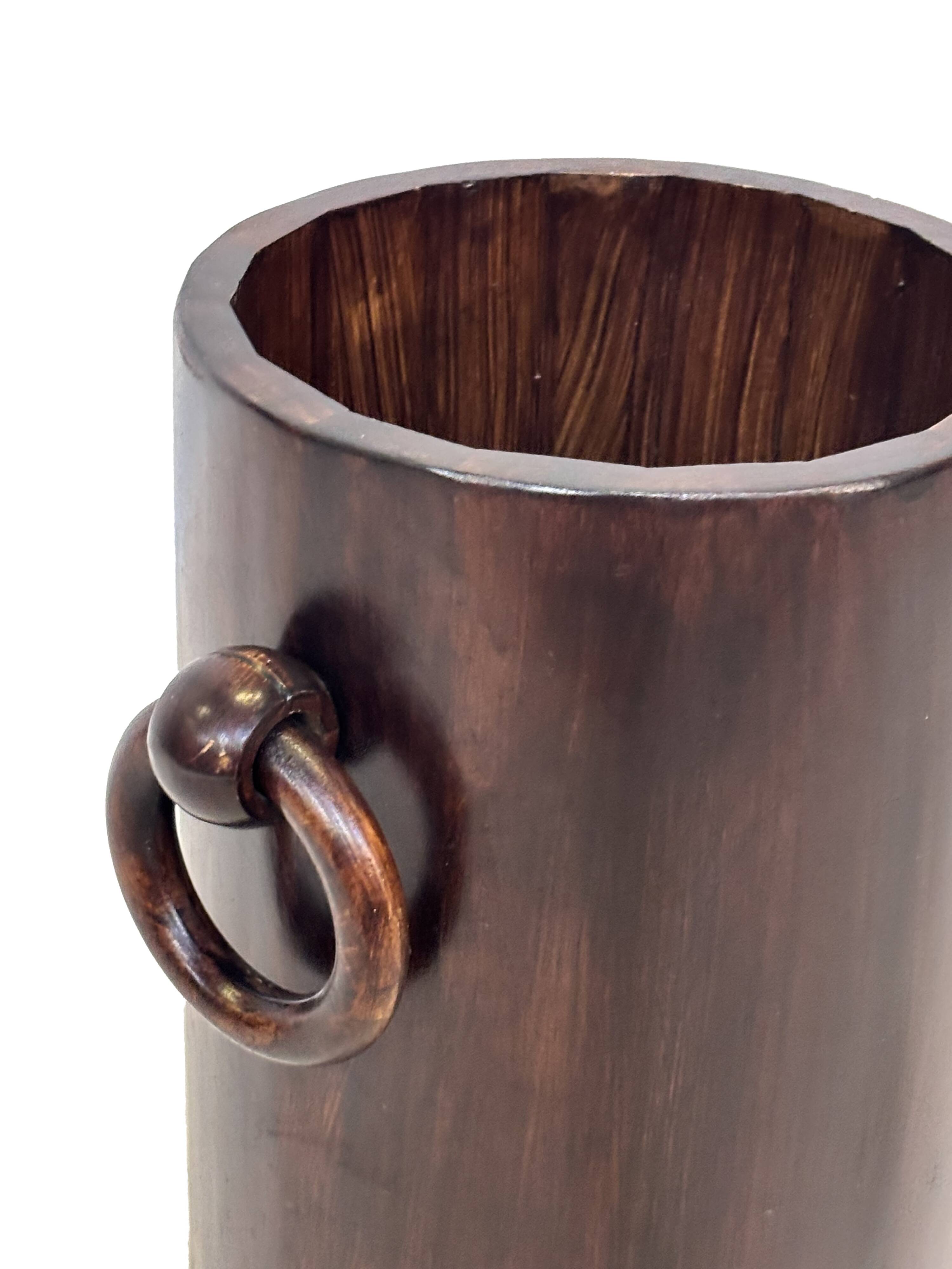 Vintage Wooden Cylinder Umbrella Stand, 1960s minimalist design
