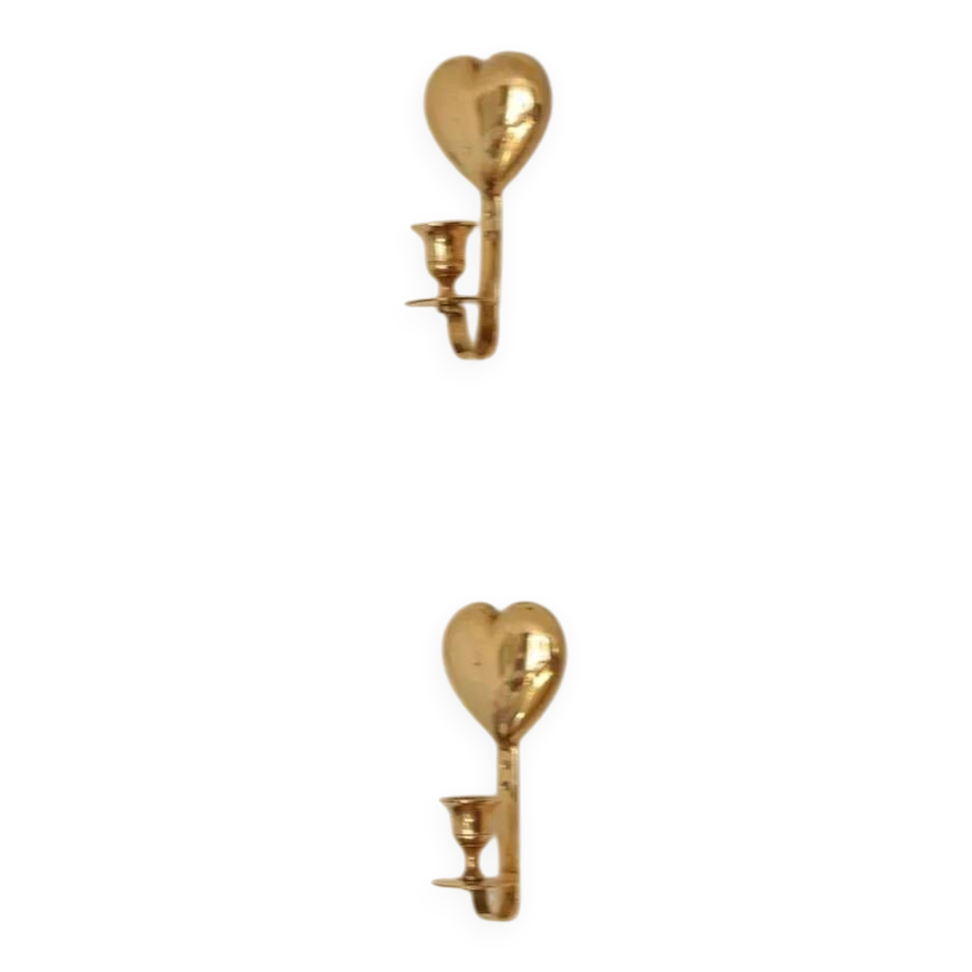 Vintage Brass Heart Shaped Wall Sconces