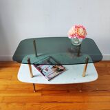 Vintage 1960 glass and marble coffee table
