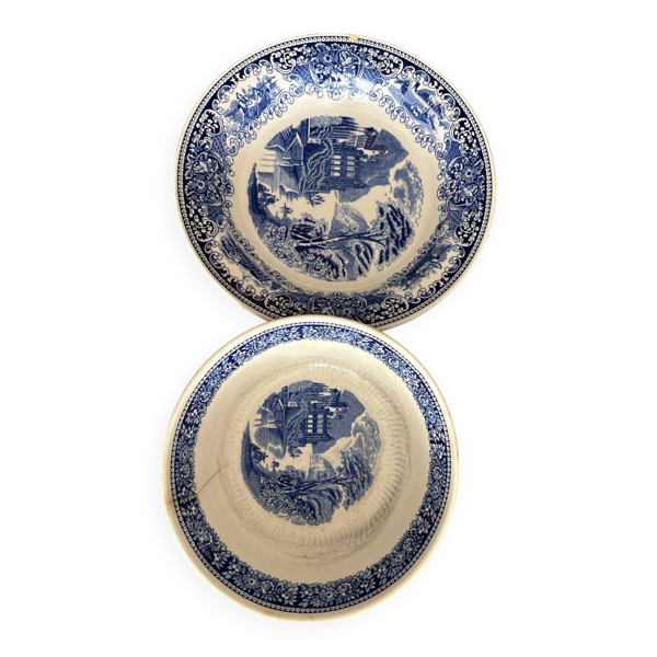 Saladier et Plat creux Faience en terre de feu OLD ENGLAND