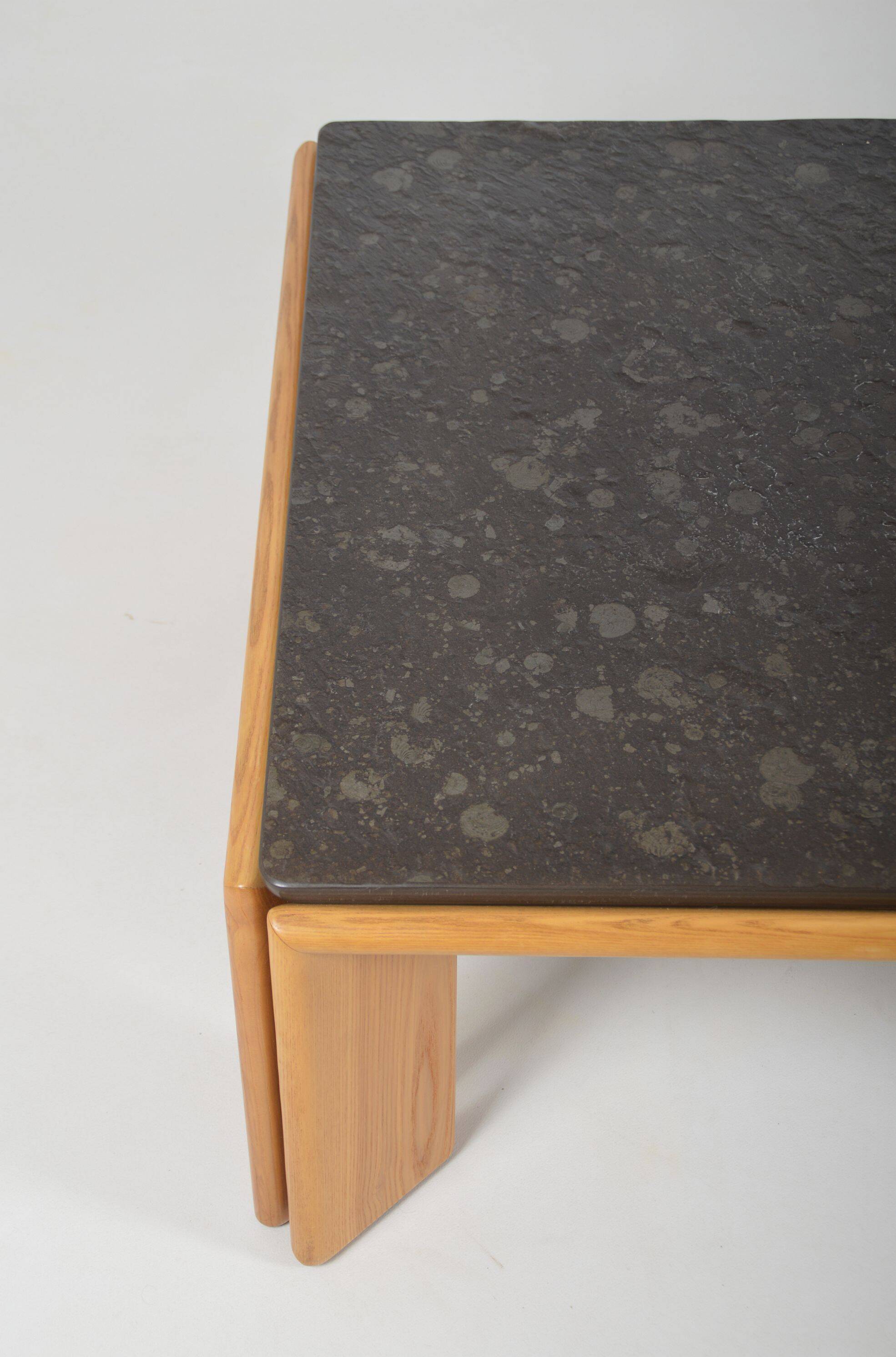 Brutalist coffee table with natural stone top, 1970s