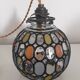 Old art deco pendant lamp - Partitioned and colored glass globe - 1930