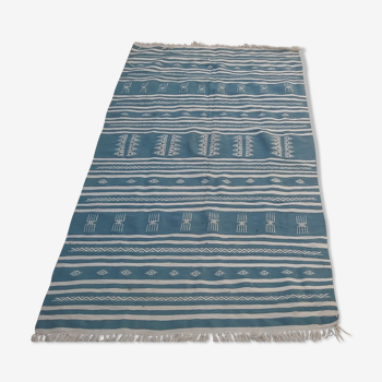 Traditional handmade blue and white kilim carpet