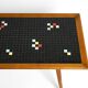 Beautiful long Mid Century walnut wood coffee table with a mosaic surface