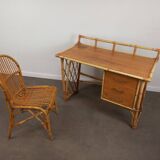Desk and its rattan chair