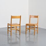 Pair of pine chairs, Maison Regain, France, circa 1970