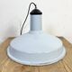 Lampe à suspension industrielle en émail bleu clair, années 1960