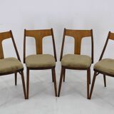 1950s Set of Four Restored Dining Chairs in Walnut, Czechoslovakia