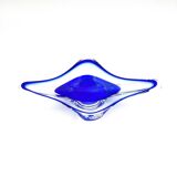 Large Coupe Hospodka Crystal Bohemia Sommerso Cobalt Blue Trim