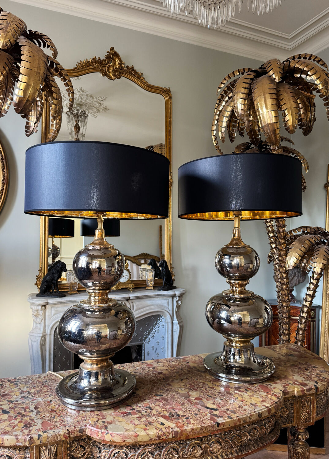 Pair of ceramic lamps from the 1970s - 20th century