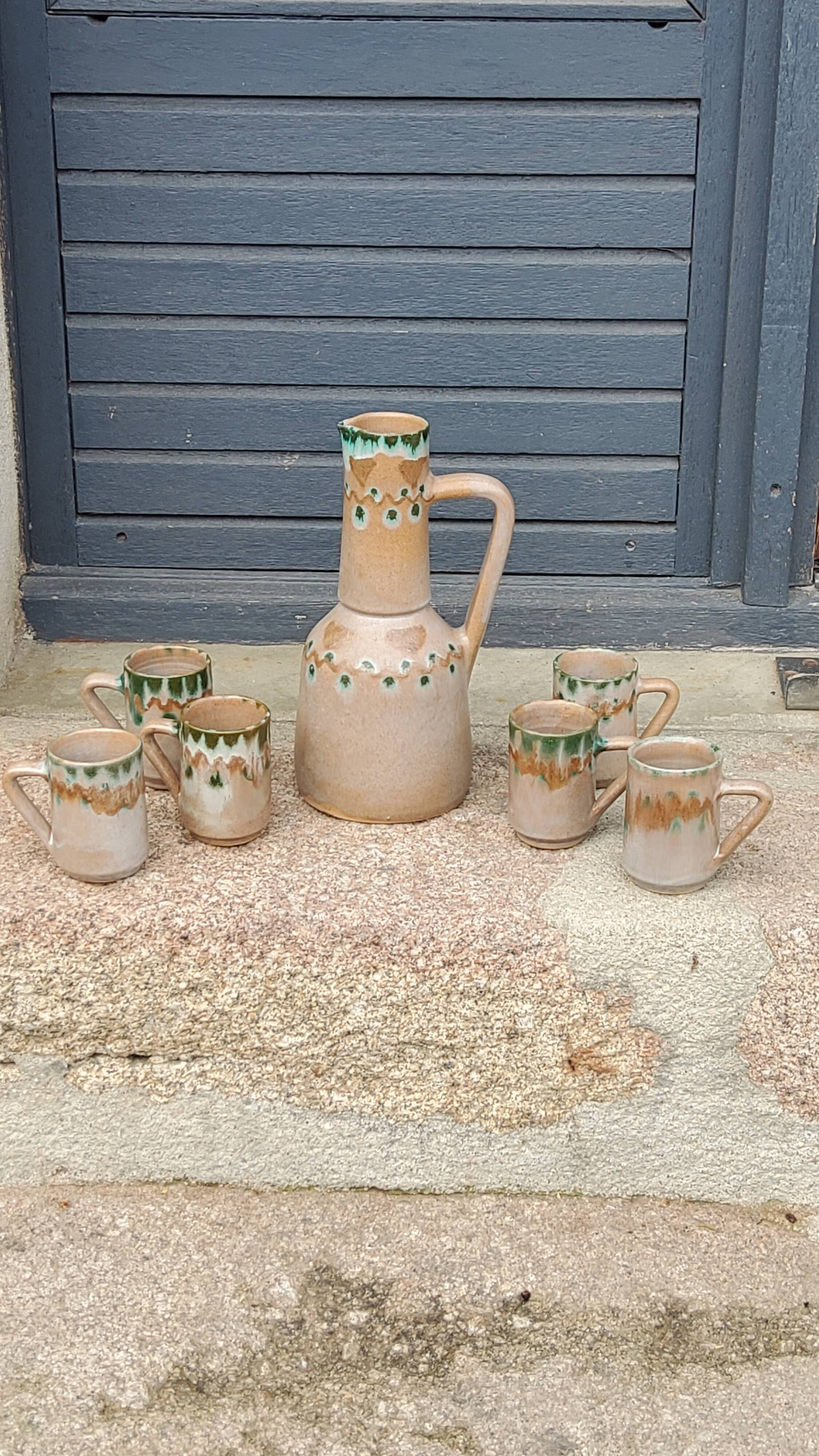 Orangeade service from the 70s in glazed terracotta