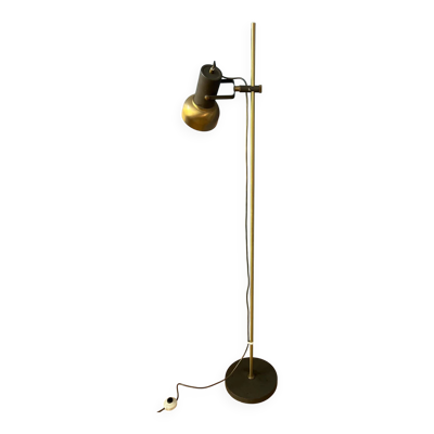 Lampadaire vintage en laiton avec spot orientable