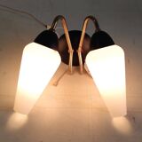 Appliques moderniste double feux métal doré et opaline - années 50/60