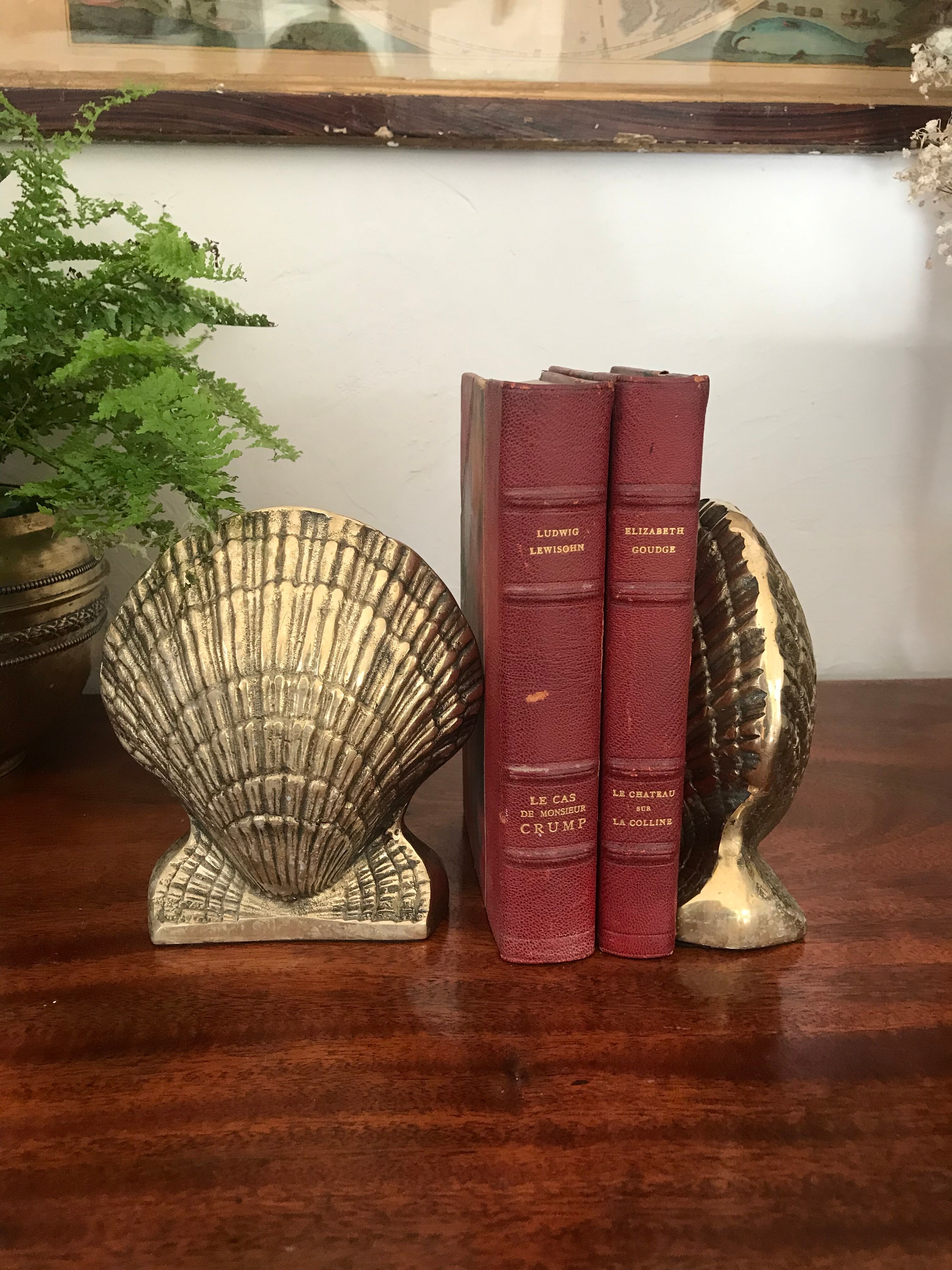 Pair of brass shell book clamps