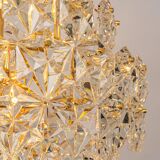 Chandelier, brass and crystal glass by Kinkeldey, Germany, 1970s.