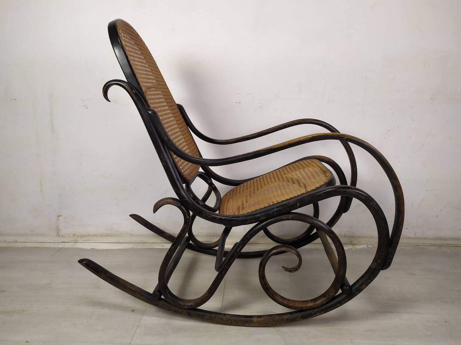 Black curved wood rocking chair