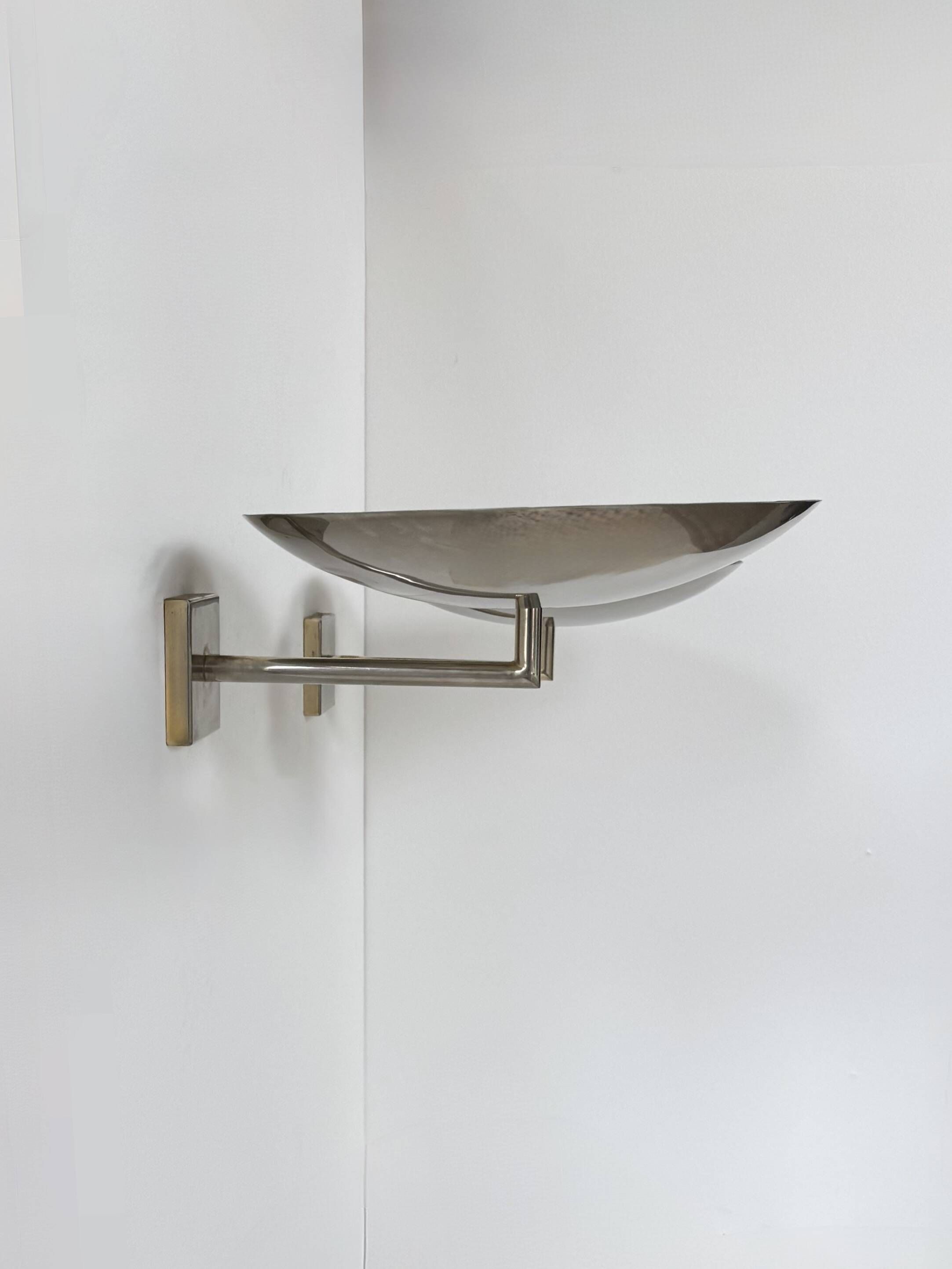 Pair of vintage wall lights, chrome metal, France, 1970.