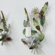 Set of 2 Italian tole painted floral and leaf wall lamp sconces, 1970s