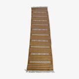 Hand-woven kilim hallway rug in natural wool