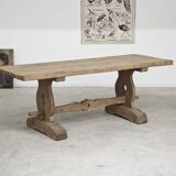 Large 19th century elm monastery table with solid top