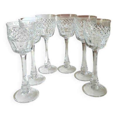 Lot 6 Grands Verres à pied. Style Empire. Ajka Crystal. Haut 21,5 cm