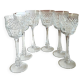 Set of 6 Large Stemmed Glasses. Empire Style. Ajka Crystal. Height 21.5 cm