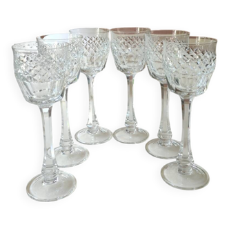 Set of 6 Large Stemmed Glasses. Empire Style. Ajka Crystal. Height 21.5 cm