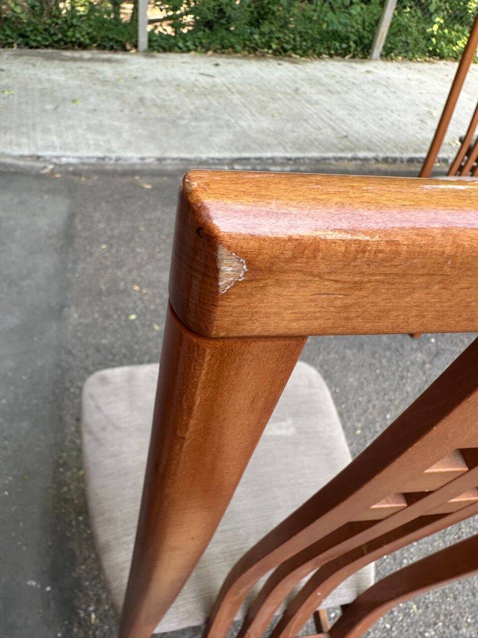 6 Scandinavian dining chairs in solid wood and grey fabric Denmark