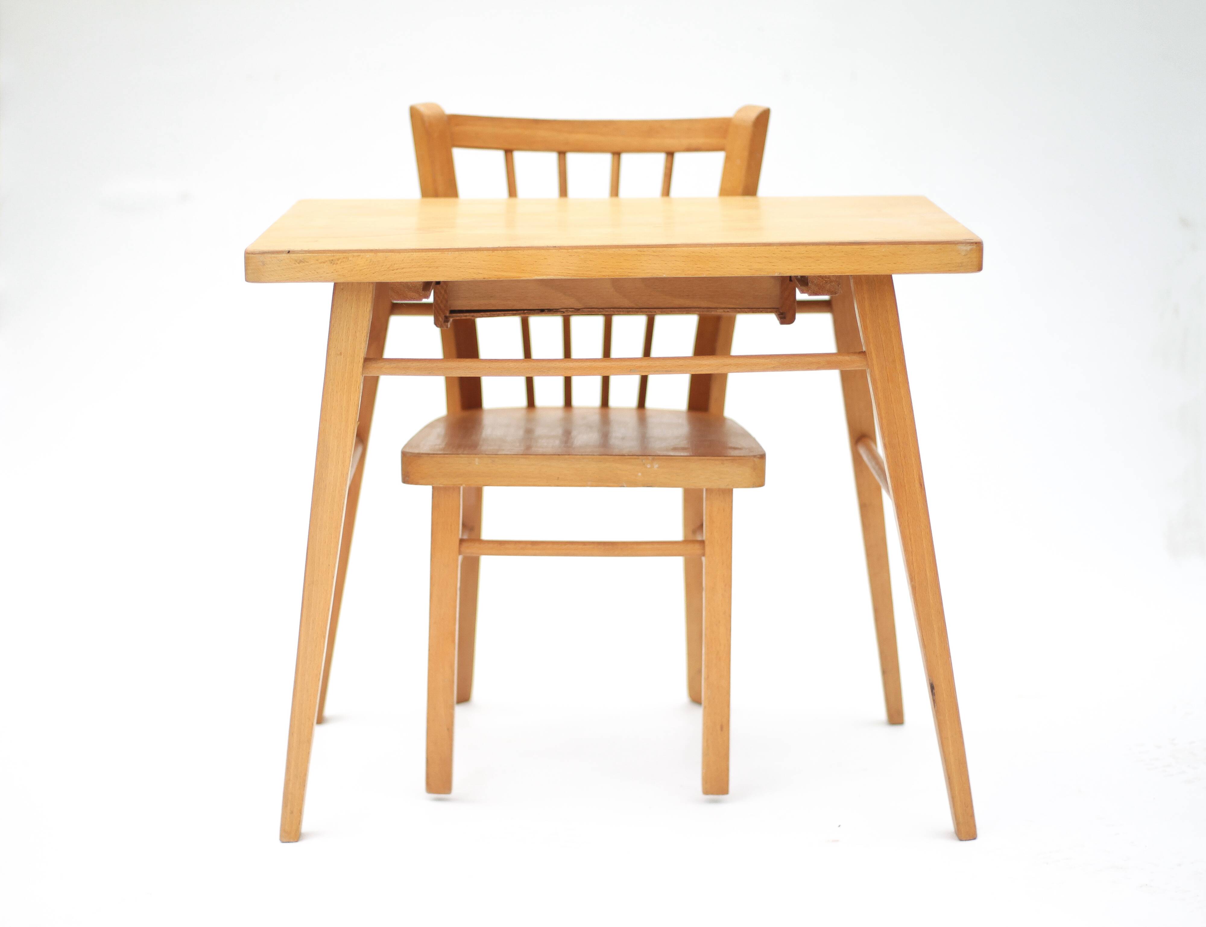 Baumann vintage desk, children's wooden desk with chair, desk with drawers.