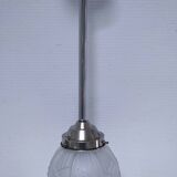 art deco pendant light with molded glass and chrome-plated metal frame