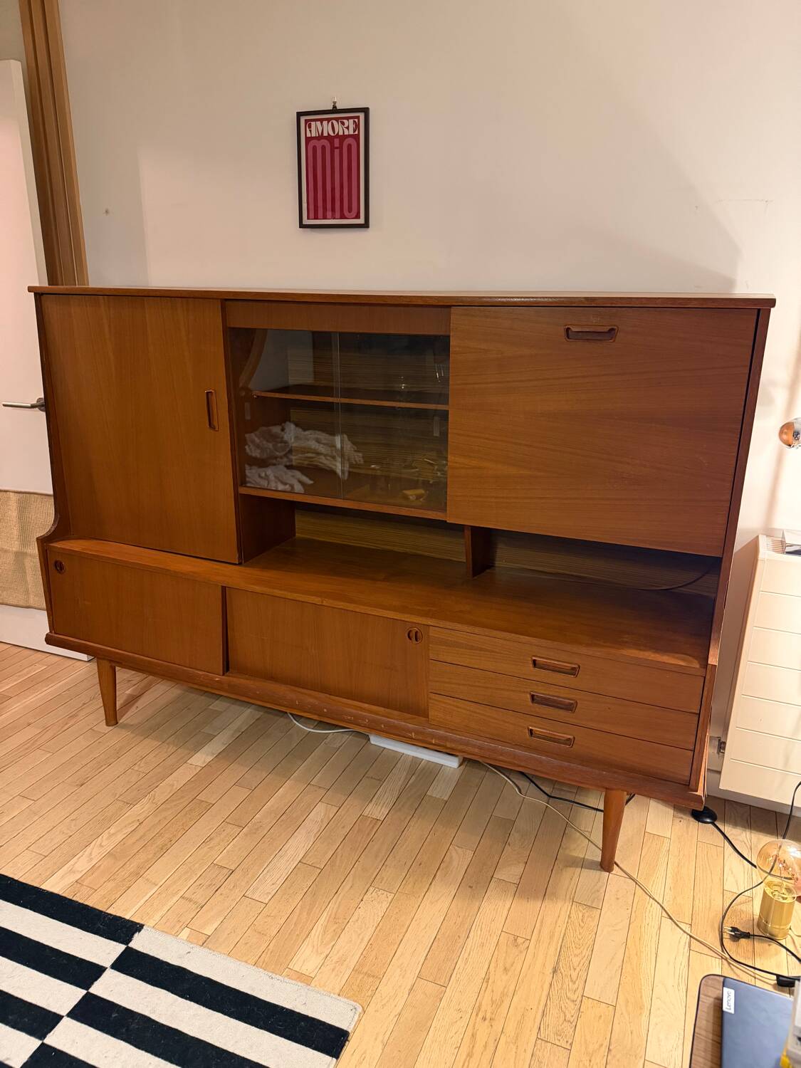 Vintage Scandinavian teak sideboard – 1960s–70s
