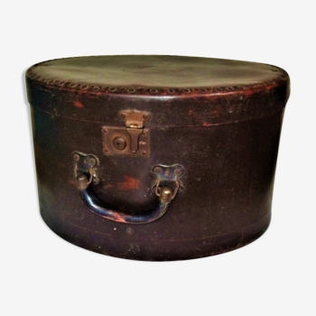 Studded old leather hat box