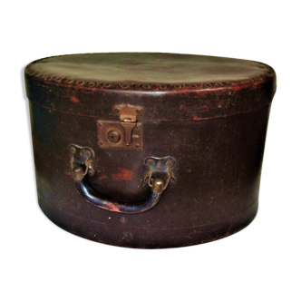 Studded old leather hat box