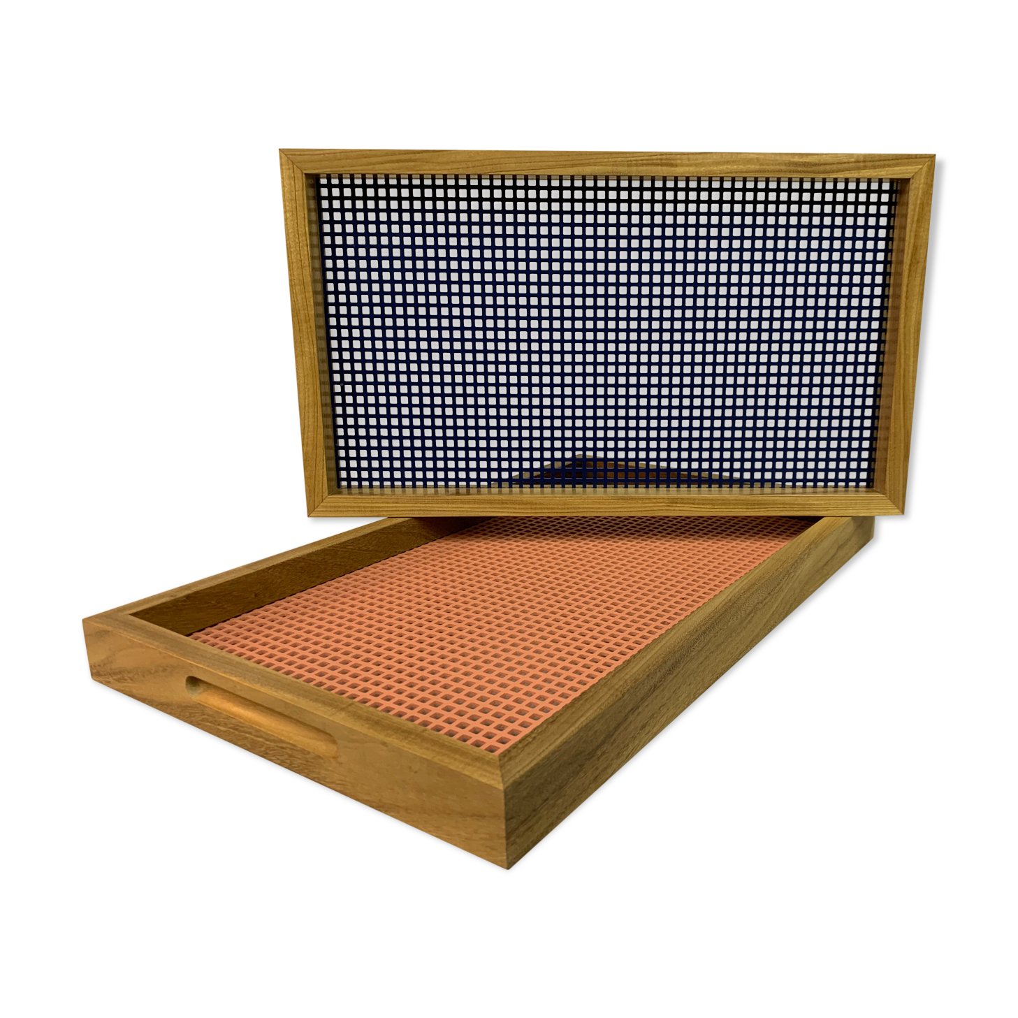 Ensemble de 2 plateaus bois afrormosia