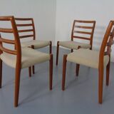 Vintage Danish 85 Dining Chairs in Teak and Wool by Niels Otto Møller for J.L. Møllers, 1960s, Set of 4