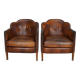 Vintage Dutch Cognac-Coloured Leather Club Chair, Lot of 2