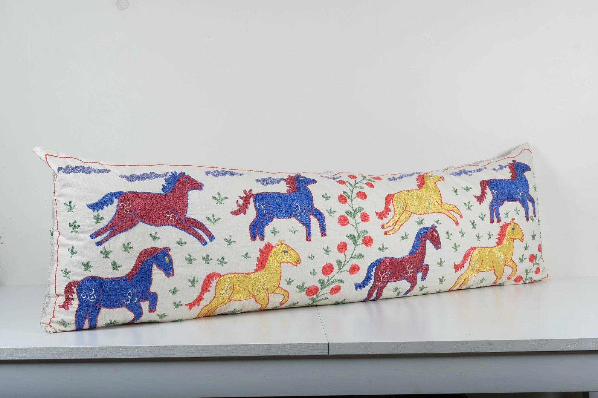 Vintage embroidered cushion cover 46x145 cm
