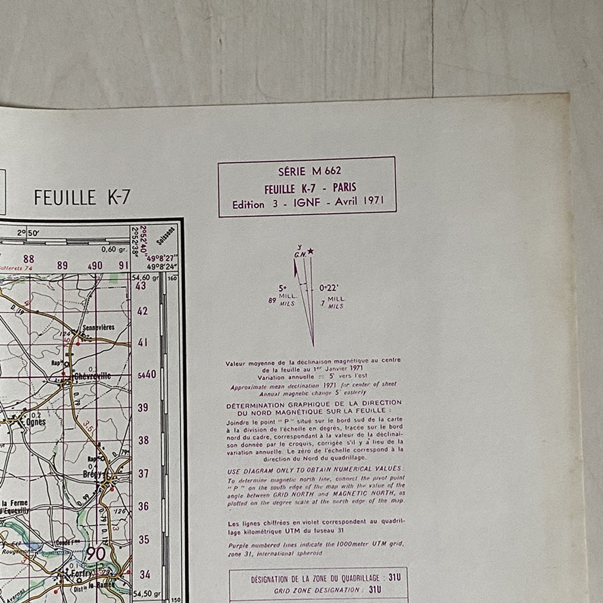 Carte Paris - Ile de France Nord Est 1971