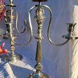 Paire de bougeoirs candélabres métal argenté