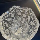Polished and frosted molded crystal vase – Mid-20th century