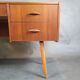 Vintage teak desk with 5 drawers, Restored, Norway 1960