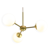 Italian Mid century Modern Chandelier in Brass and Opaline Glass, 1960s