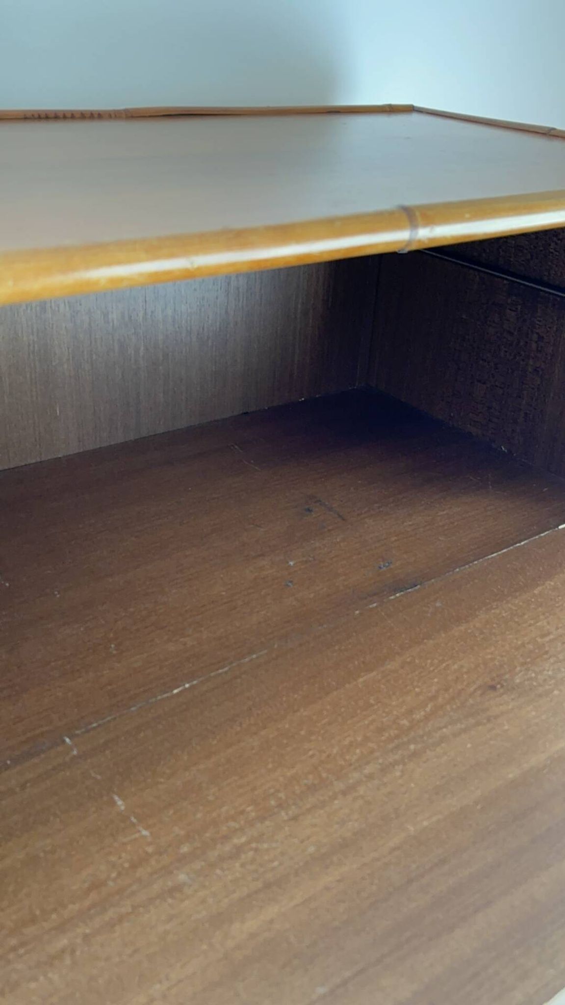 Dalvera wooden and bamboo chest of drawers, 1970