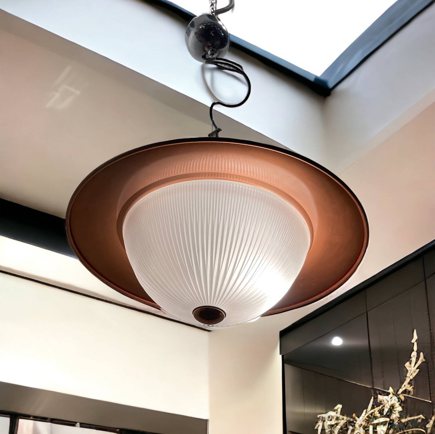 Copper Glass Light Pendant 1990’s