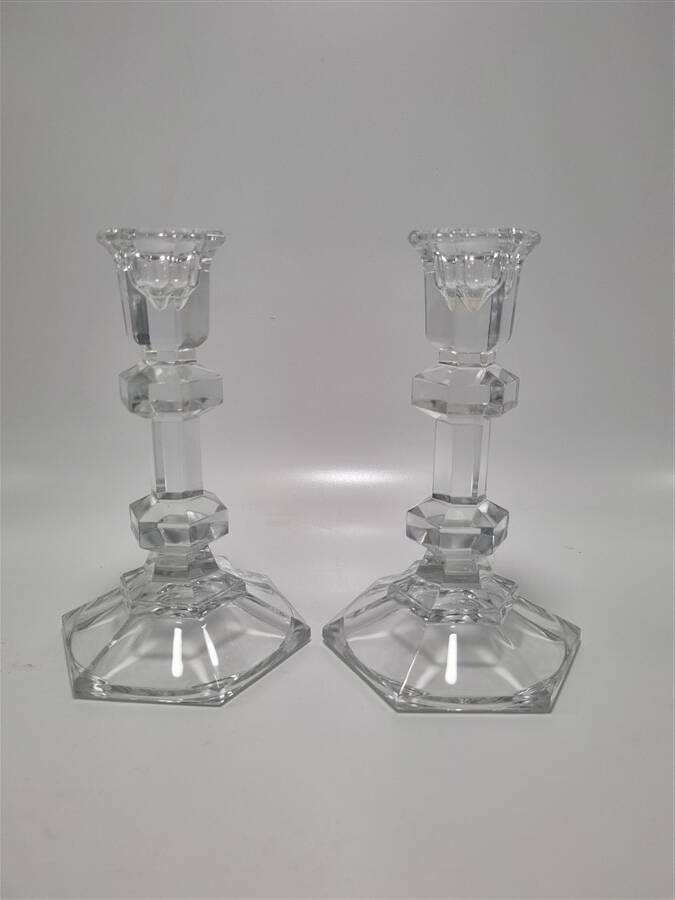 Pair of glass candlesticks